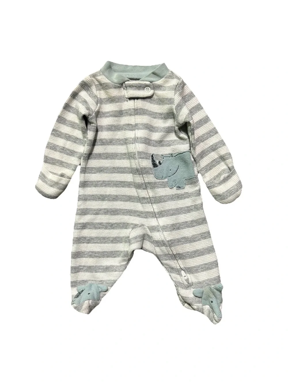 Baby Footie Pajamas 2 Way Zipper Stripes Animals Size Newborn